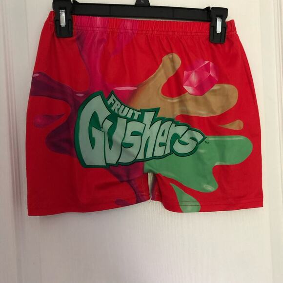 Women's Gushers Snack Shorts High Waisted Stretchy Biker Shorts Red Size Small - Picture 6 of 6